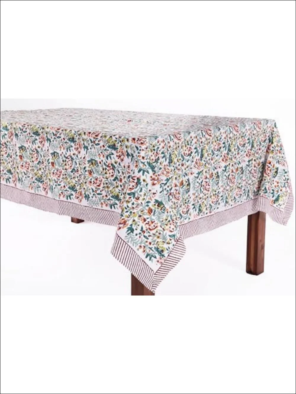 Cotton Blockprint Rectangle Tablecloth 108x60 Floral Handmade Dining Cover